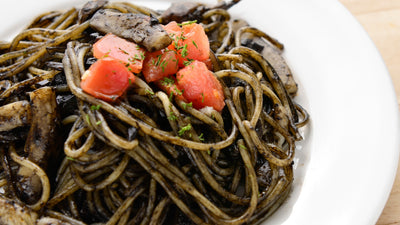 Spaghetti with  squid ink sauce